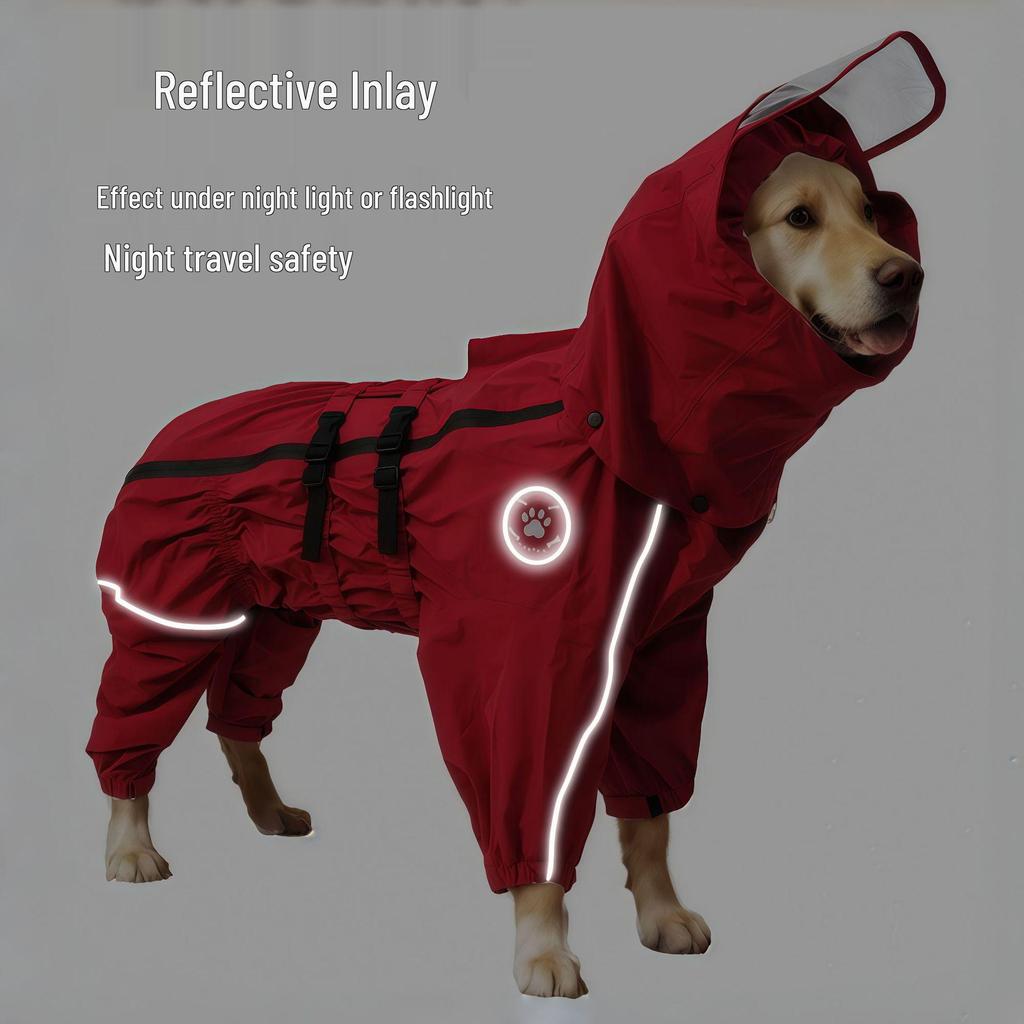Adjustable Full Coverage Raincoat for Medium to Large Dogs: Golden Retriever, Labrador, German Shepherd - Sealed Seam, Four-Leg Design