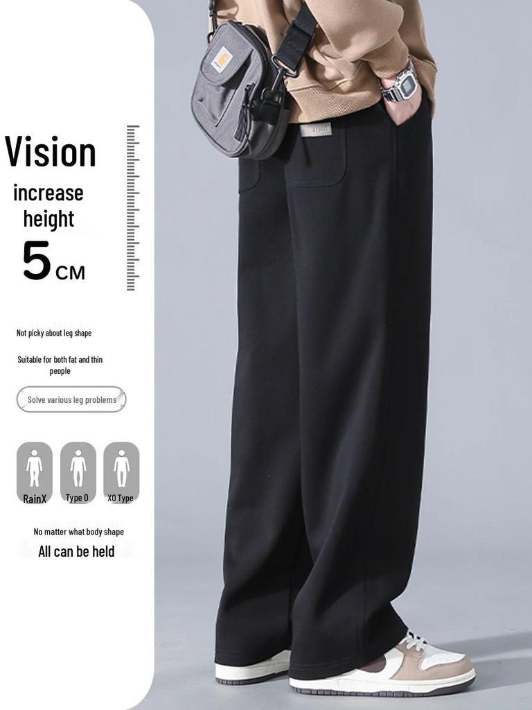 Men's American Velvet-Lined Wide-Leg Heavyweight Sweatpants for Autumn/Winter