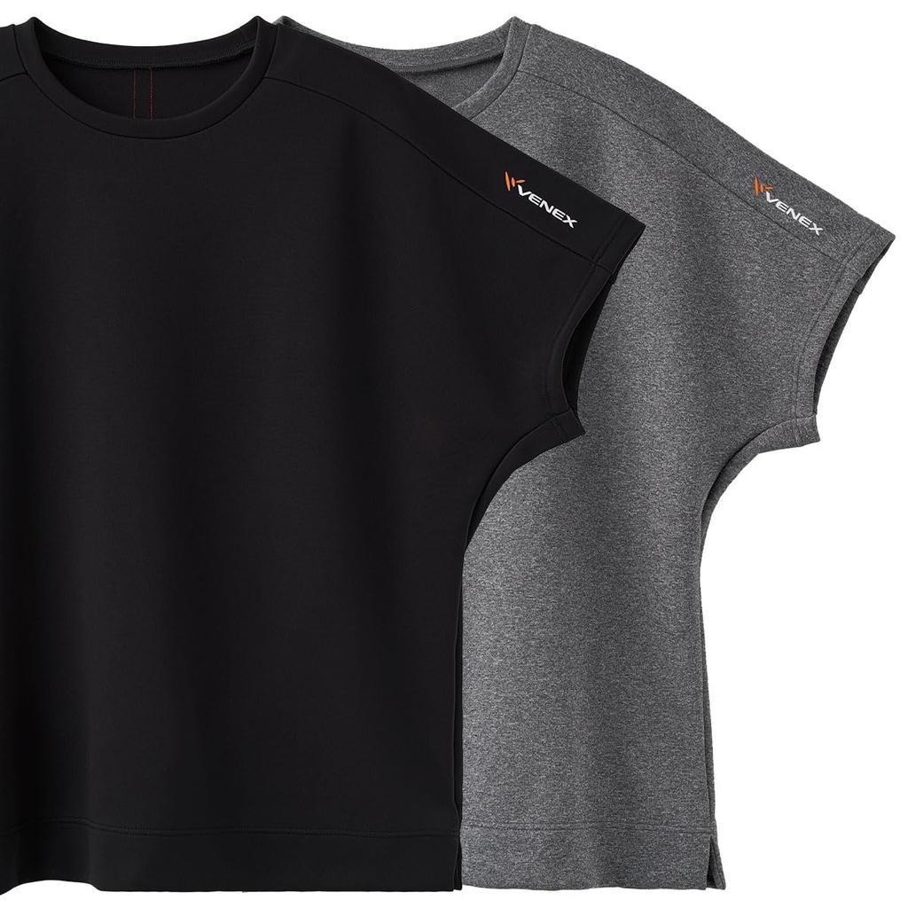 Venex Recovery Move Short Sleeve and Pants Heather Size General Medical Device Recovery Wear Women's Set, Gray, L,