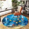 1pc fishes seahorse Round Chair mat Area Rug - Non-Slip, Floor Mat for Office, Bedroom, and Indoor Decor c1125125