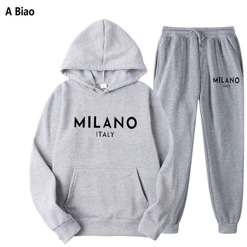 Men Women Hoodie Sweatpants Set Casual Fleece Lined Tracksuit Sportswear