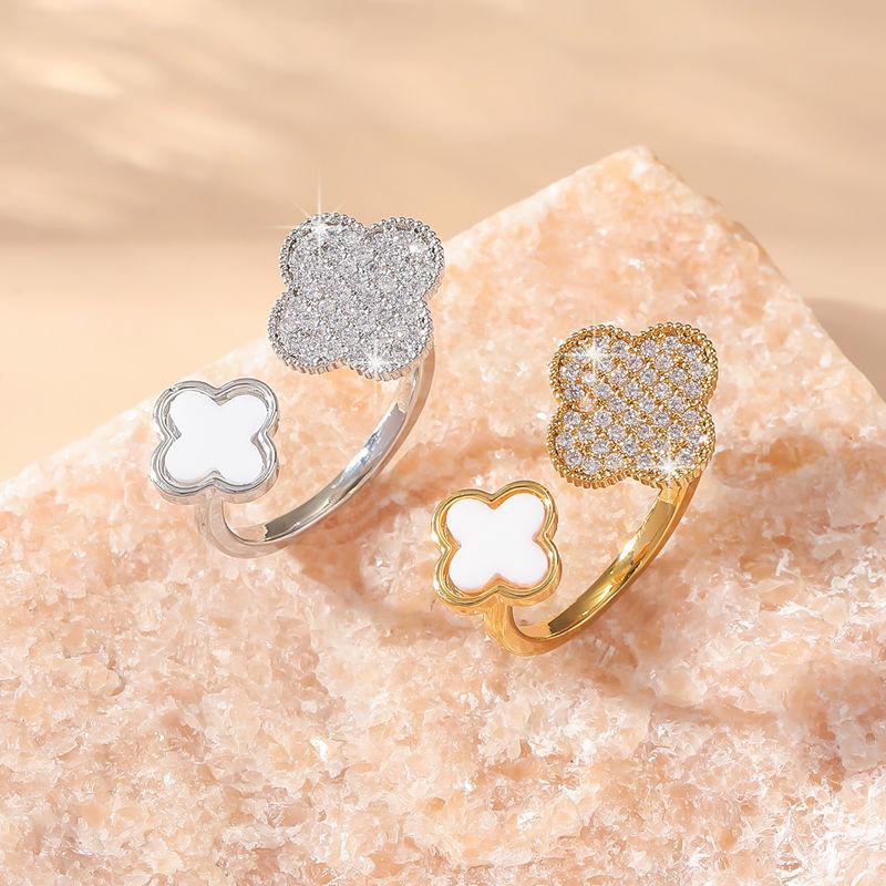 Fashionable and Trendy Open Four-leaf Clover Ring for Women A Luxurious Yet Understated and Sophisticated Piece That Won't Fade