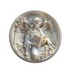 Wooden Angel Reading Book Round Plaque Front Door Hanging Ornament Easy Mount Wall Sign For Home Garden Decoration
