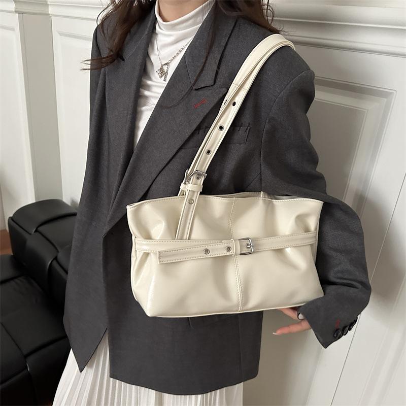 Large Capacity Women's Shoulder Bag Tote Commuter Bag Simple Vintage Cross-Border New Style Bags Versatile Sensati Bolso