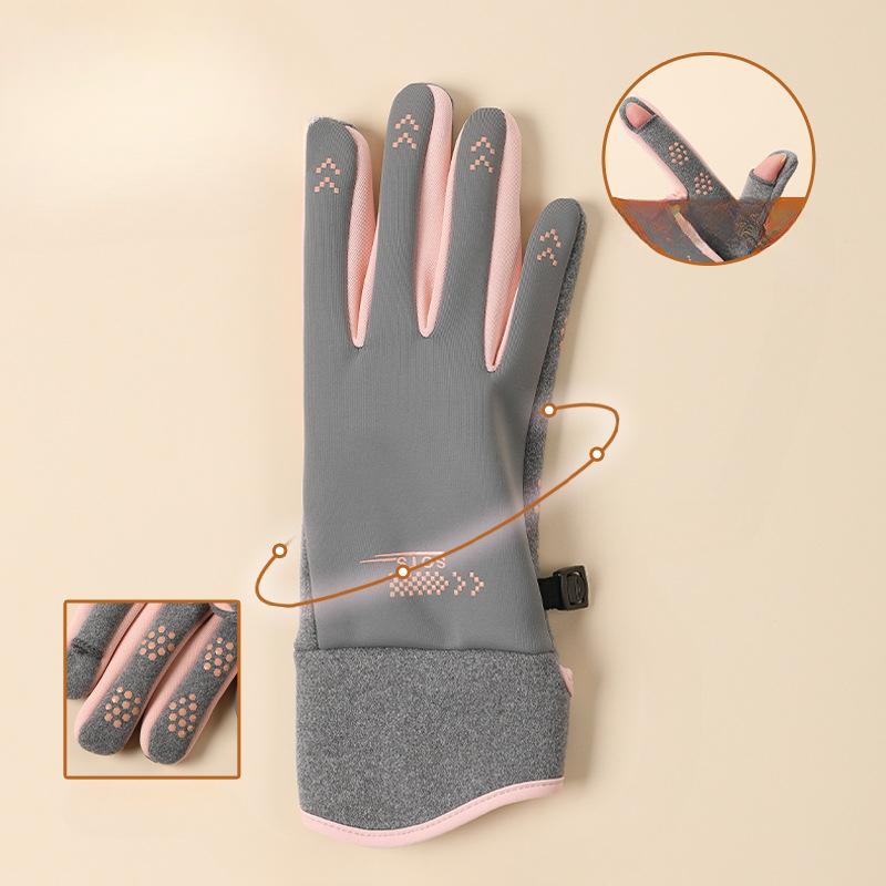 Autumn and Winter Cold-proof and Warm Velvet Gloves Outdoor Cycling Electric Bike Windproof Plus Velvet Women's Touch Screen Anti Slip Gloves