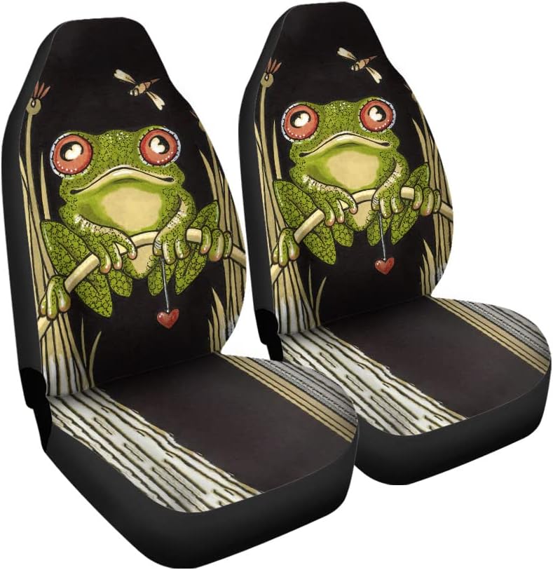 Cartoon Frog Car Seat Covers Universal 2 Pcs Auto Front Seat Cover Fit Most Cars Suv Sedan Trucks Four Seasons Seat Covers