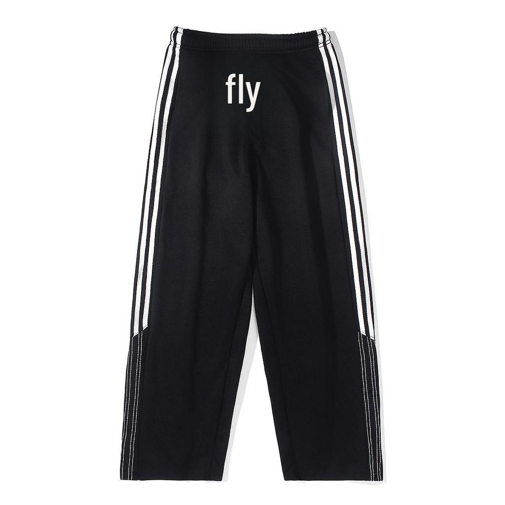 Men's Autumn American Style Side Stripe Wide-Leg Sweatpants: High Street Casual Three-Bar Sports Trousers