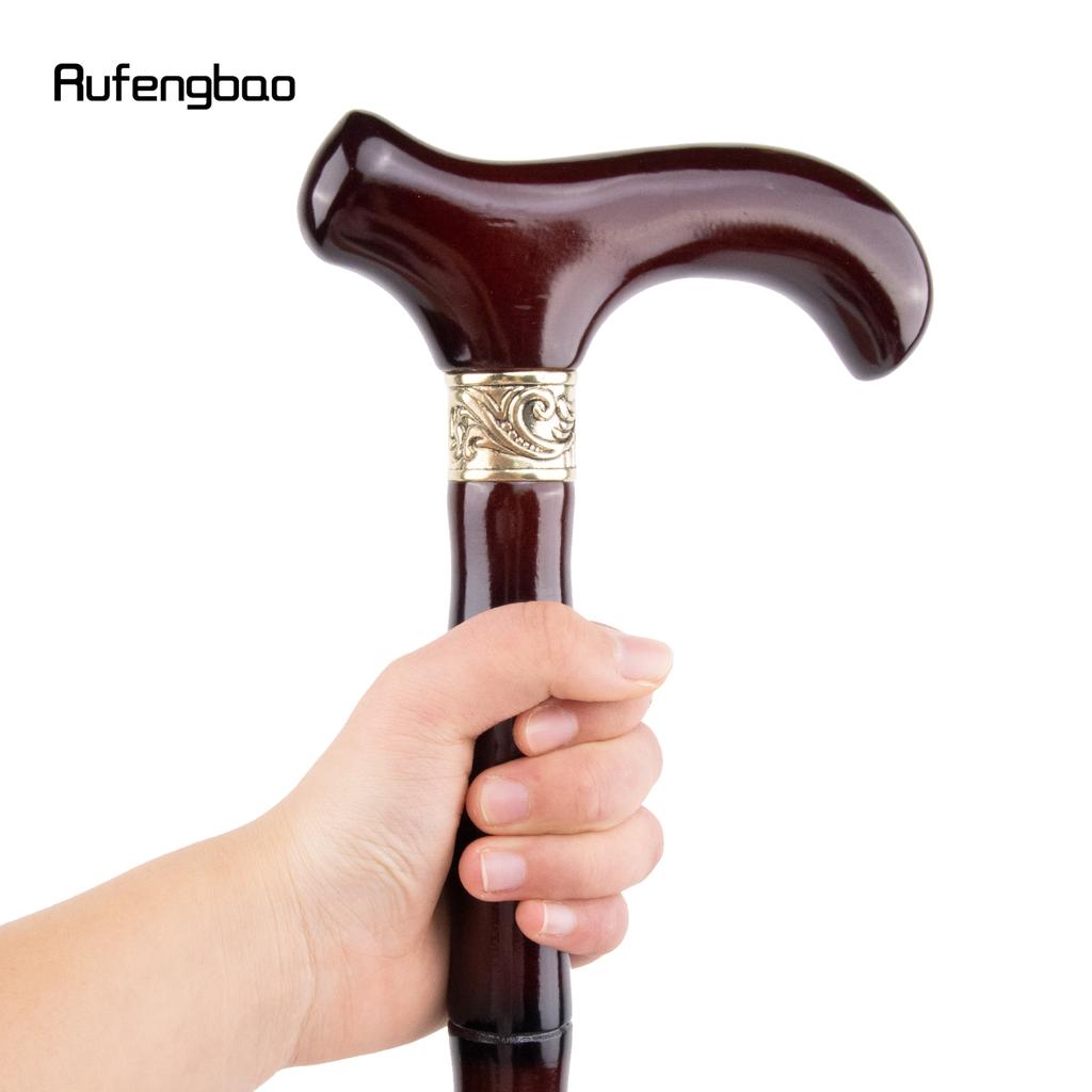 Brown Wooden Single Joint Fashion Walking Stick Decorative Cospaly Cane Halloween Mace Crutch  Wand Crosier 92cm