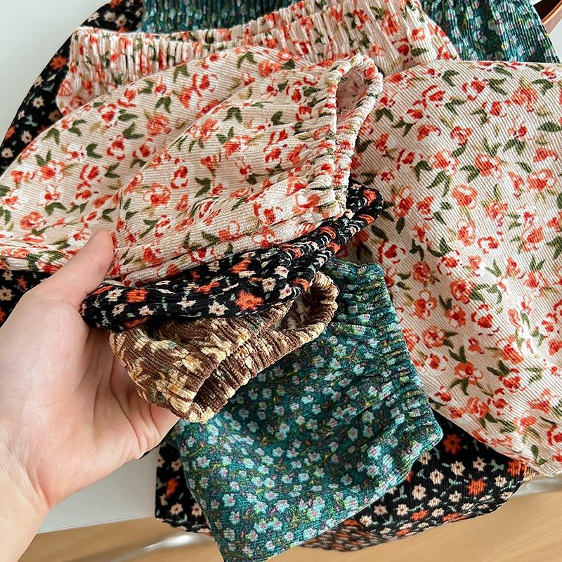 Çocuk Kız Çiçek Baskı Pantolon Gevşek Yumuşak Pantolon Bebek Harem Pantolon