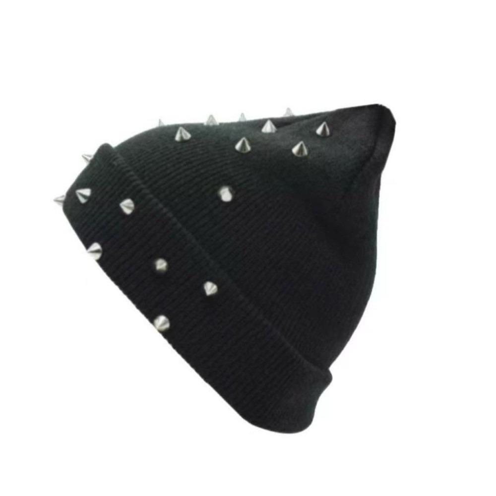 

Thickened Rivet Beanie Versatile Winter Warm Cap Edgy Gothic Cap Unisex чорний