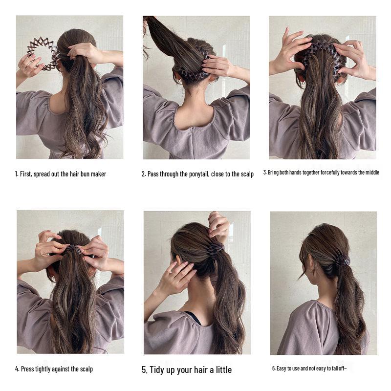 Korean Bird's Nest Bun Maker Hair Accessory - High Ponytail Claw Clip