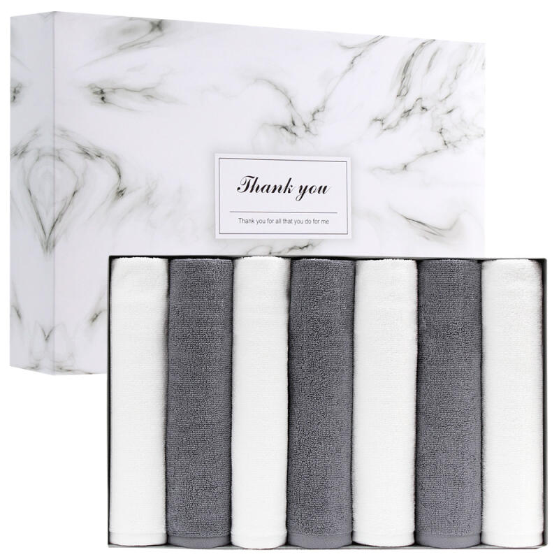 Light 30 count 130g 7-piece hotel towel set washcloth gray