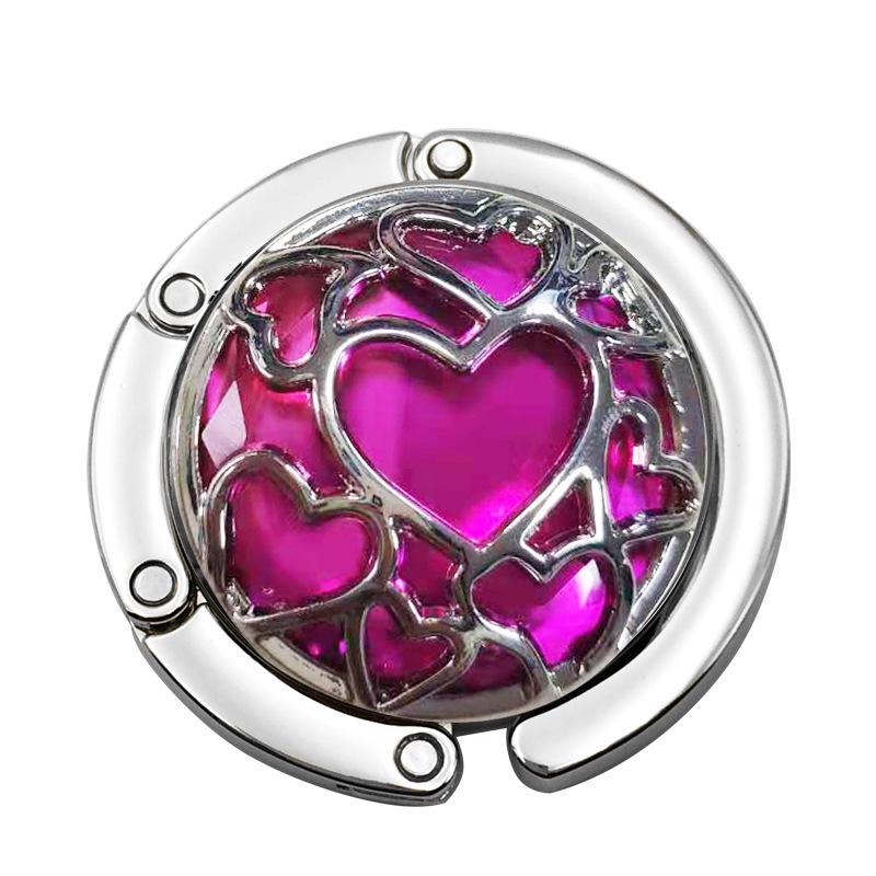 Heart-Shaped Crystal Mesh Folding Bag Hook