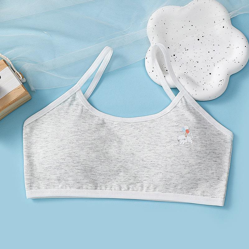 Girls' Pure Cotton Fixed Cup Bandeau Vest - Breathable Youth Bra for High School Students