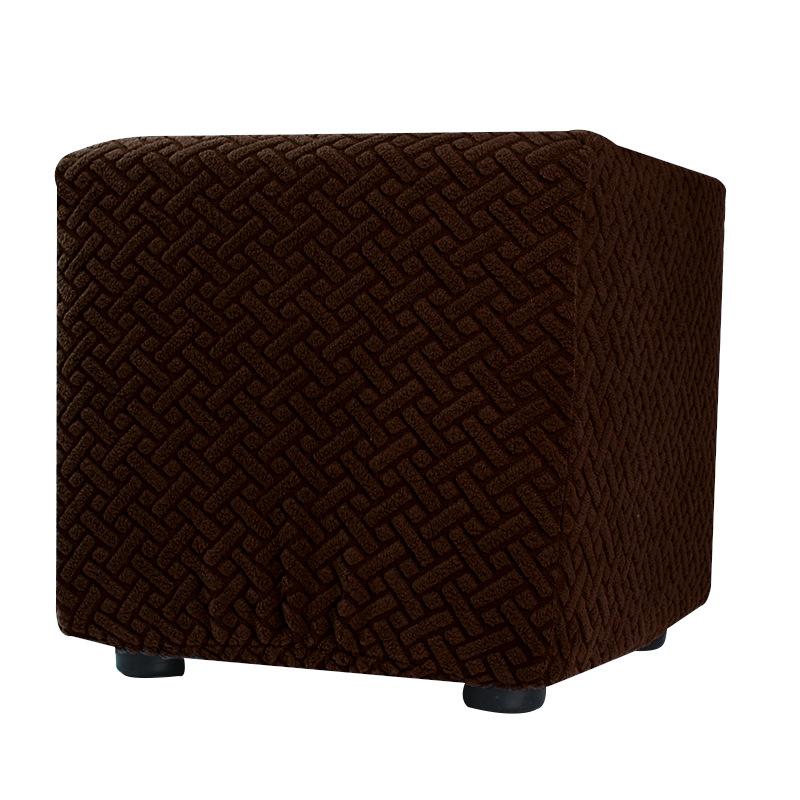 S/M/L Solid Color Jacquard Stretch Ottoman Stool Cover Washable Square Stool Covers All-inclusive Under Desk Footrest Slipcovers