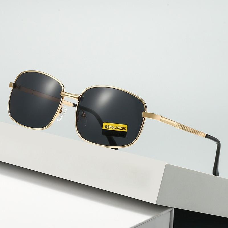 Polarized Metal Men's Sunglasses Stylish Square-Frame Premium-Quality UV Protection Sun Glasses for Driving and Fishing