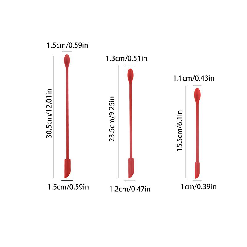 Cosmetic Bottle Silicone Mini Scraper Three Piece Set Baking Double End Two In One Spatula Jam Deep Bottle Scraper Spoon Set