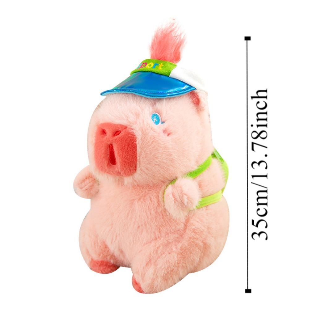 Sports Hat Capybara Plush Toy Cartoon Capibara Fluffty Doll Cute Capybara Plushies  Birthday Gift
