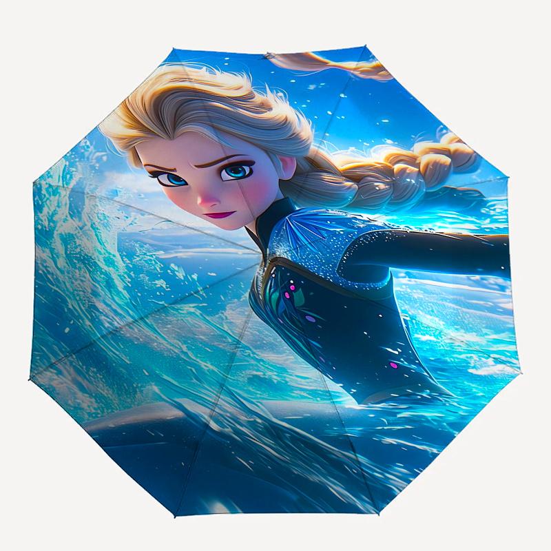 Elsa,Frozen Themed folding umbrella, the best choice for gift giving, 8 ribs, casual, durable, lightweight and portable travel umbrella, sui
