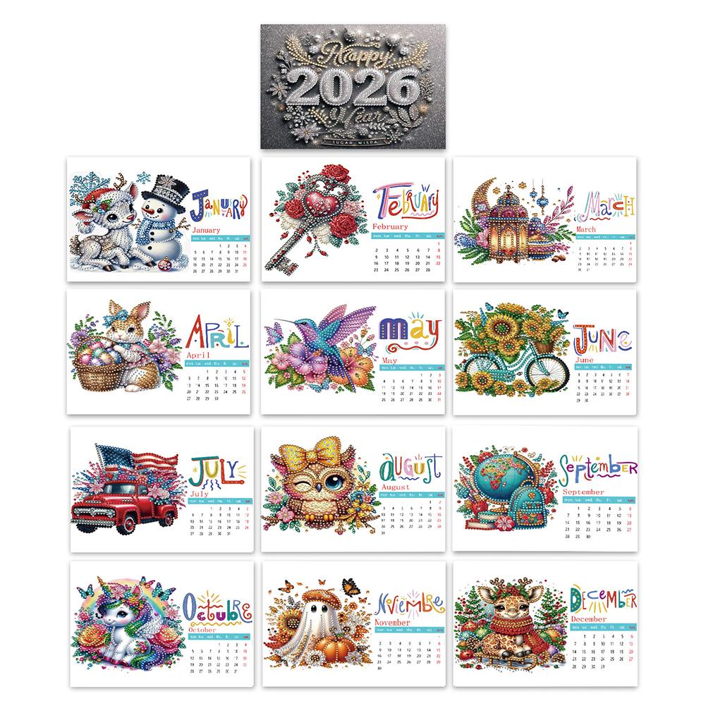 5D/DIY Calendar Diamond Painting Calendar Kit Diamond Decorations Calendar Crystal Painting Desk Calendars Kit Gift for Friends