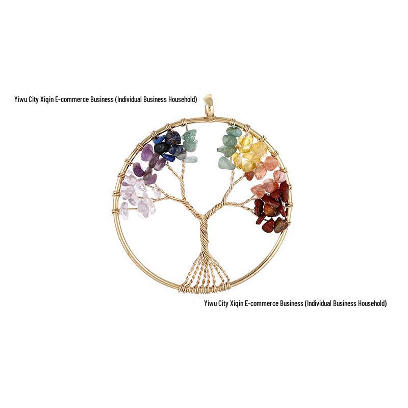 

Ожерелье-подвеска «Семицветное хрустальное Дерево жизни» - Ювелирные изделия из камней, обернутых круглой проволокой