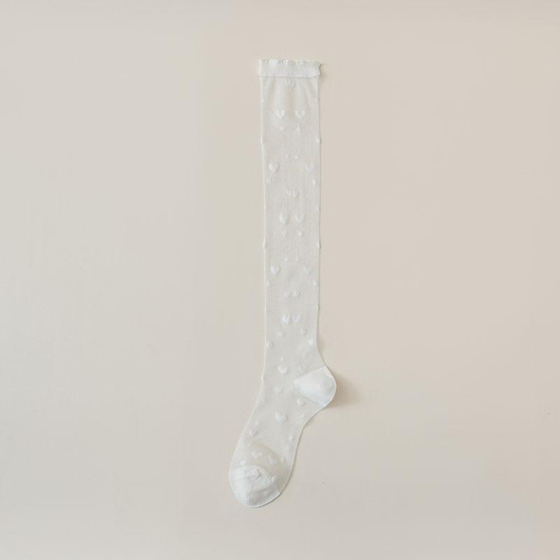 Crystal Silk Socks Stockings Women Summer Ultra-thin Transparent Nylon Long Socks Heart Print Lolita Kawaii Socks Women Stocking