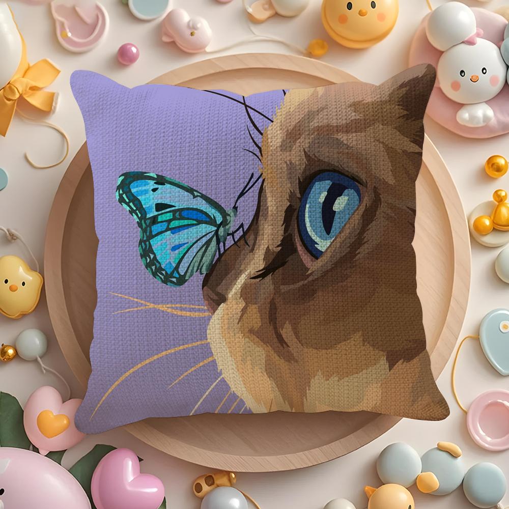 Cute Funny Cats In Internet Pillow Case Pattern Printed Pillowcase for Living Room Sofa Cushion Cover & Bedroom Decor