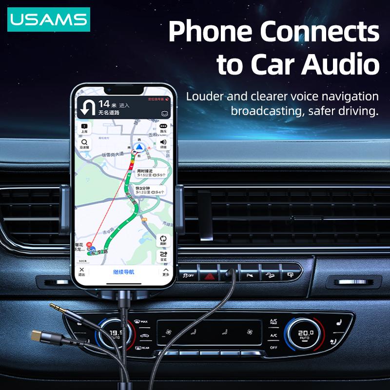 USAMS 3 In 1 Jack Braided Aux Audio Cable 3.5mm Lightning Type C Cable For Phone Tablet Computer CD Car Audio Speaker Headphone