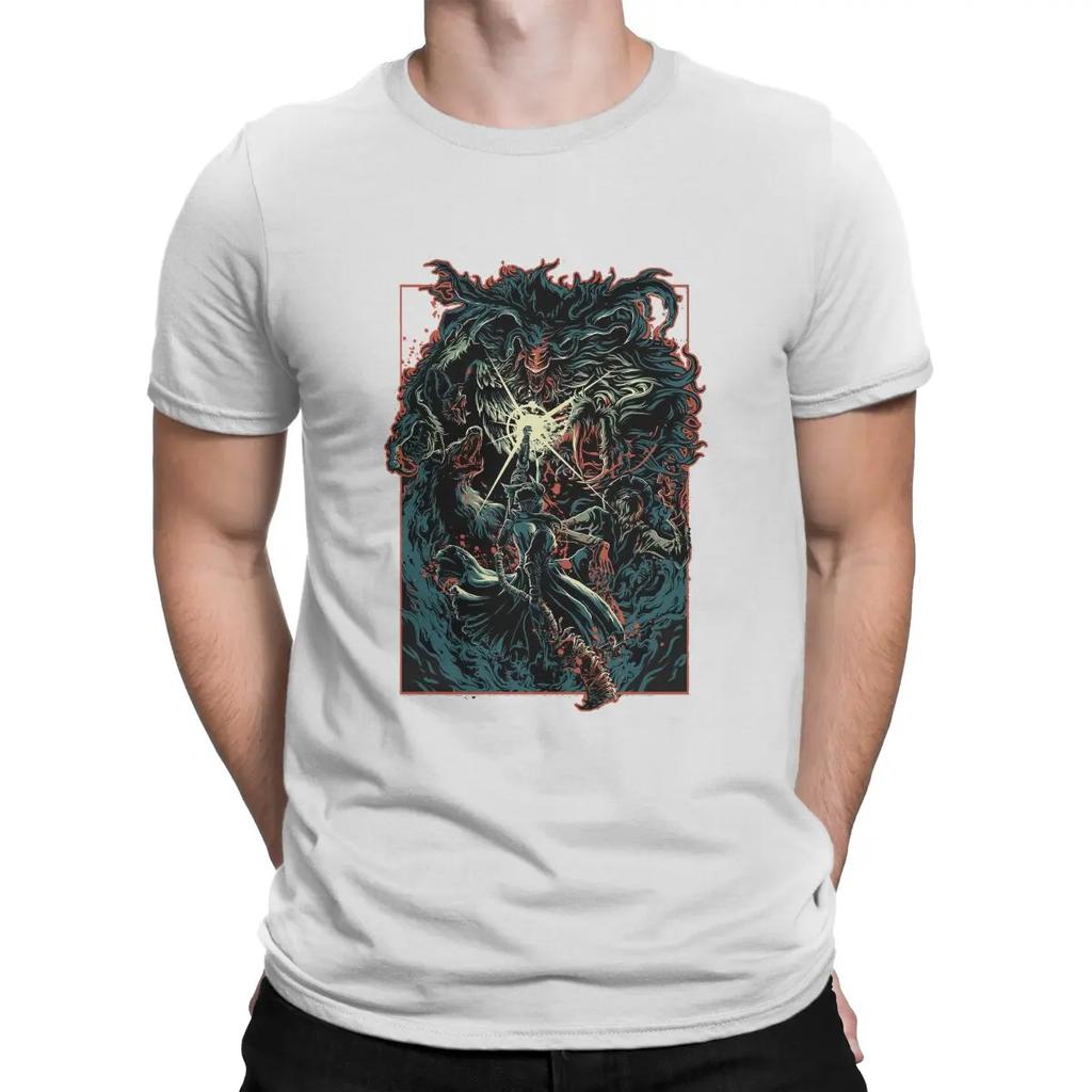 Bloody Monster Game Men T Shirts DARK SOULS Funny Tee Shirt Short Sleeve Round Neck T-Shirt Pure Cotton Summer Clothing