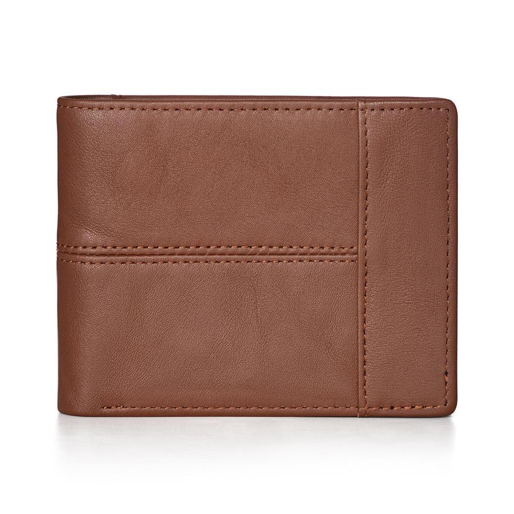 "Retro European & American Men's RFID Leather Wallet: Short Multi-Card Dollar Clip"