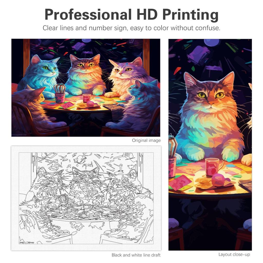 RUOPOTY Frame Diy Painting by Numbers Cat DIY Oil Painting Animals Picture Art Canvas Wall Home Decor 40x50cm