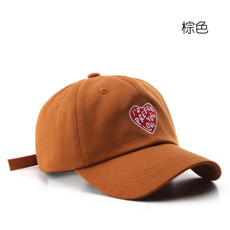 

Fashion love embroidery cotton curved brim baseball cap outdoor sports sun protection sun hat cap коричневий