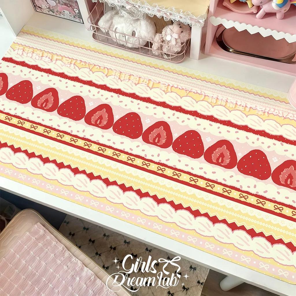 Leather Desk Pad Protector Pink Strawberry Cake Girl Kawaii Mouse Pad Office Desk Mat Waterproof NonSlip Pu Desk Blotter Pad