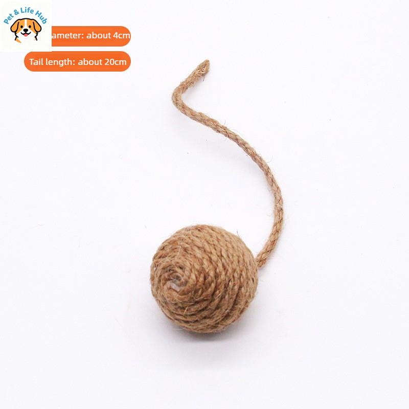 Pet Sisal Rope Weave Ball Cat Teaser Toy Interactive Chewing Scratch Catch Rattle Play Toy For Cats Kitten Accessories