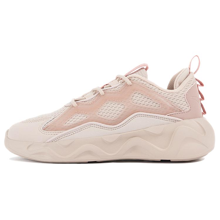 New Anta Chao Bai Collection Cushioning Anti Slip Wear Resistant Breathability Low Top Chunky Sneakers Women's Pink 122118840-3