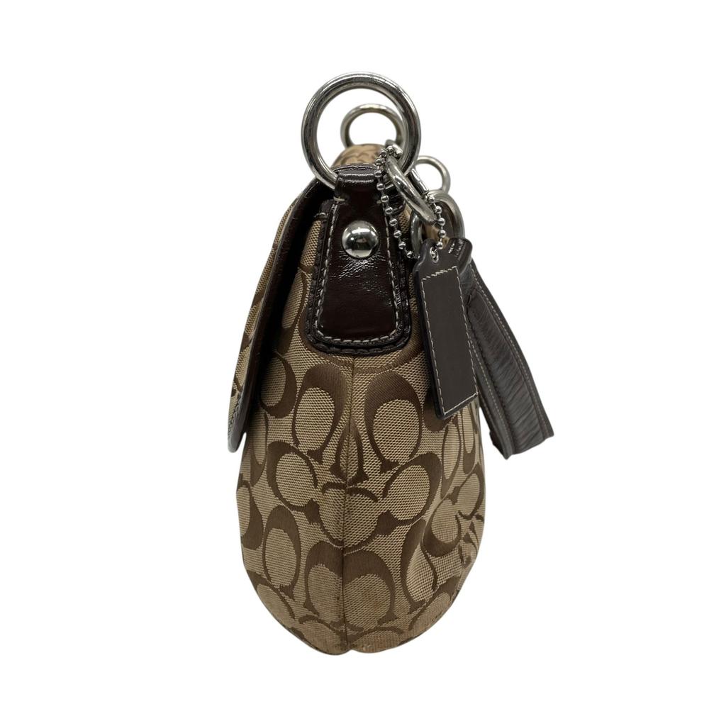 Used COACHShoulder Bag Brown canvas/Patent leather Women