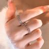 Pink Diamond Heart Opening Ring, Niche Design Thorn Ring, Women'S Personalized Layered Light Luxury High-End Ring
