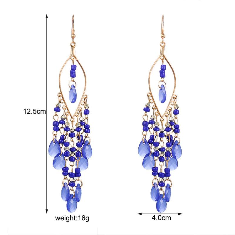 Bohemian Long Tassel Earrings For Women Bead Handmade Tassel Earrings Boho Gold Color Drop Dangle Jewelry Boucle Oreille Femme