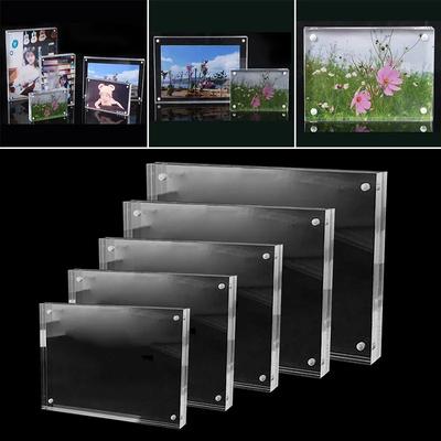 Průhledný akrylový fotorámeček 5 velikostí oboustranný 1,6 cm fotografie karta zobrazení obrázku umístění dekor volně stojící