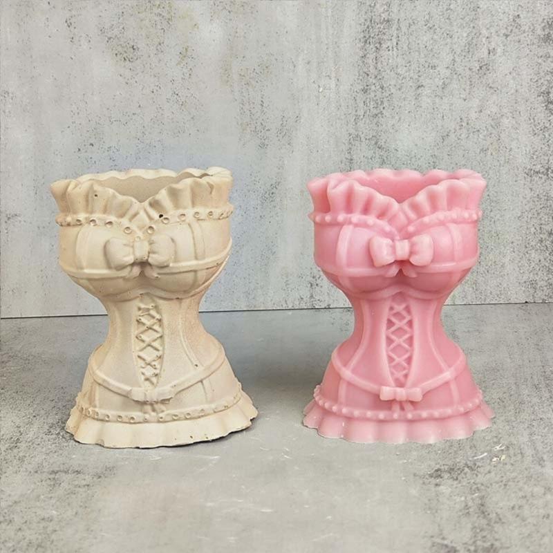 3D Wedding Dress Silicone Mold  Flowerpot Vase Resin Molds Exploy Casting Mould Concrete Gypsum Ornaments Home Decor