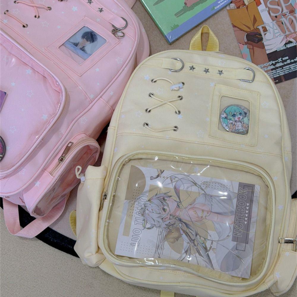 Transparenter Rucksack mit Sternenmuster Lolita Schülertasche Mode Transparente Ita Tasche Mädchen