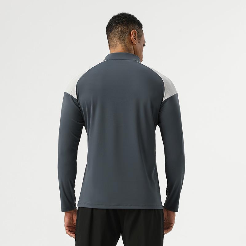 Herren Half-Zip Langarm Nylon Sport-T-Shirt: Hohe Elastizität, Bare-Feel, Ideal für Outdoor-Fitness, Wandern und Radfahren.