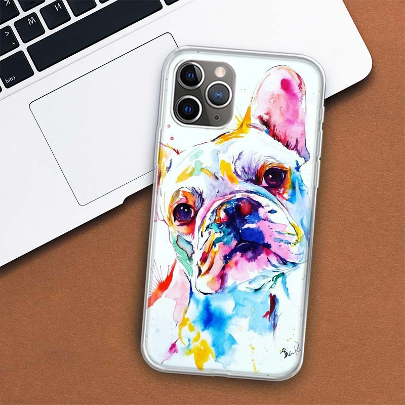 Чехол для телефона с французским бульдогом и собакой-мопсом для Apple iPhone 11 12 13 15 Ultra 14 Pro 7 XR X XS Max 6S 8 Plus + Mini SE, мягкий чехол с принтом iPhone XS Max