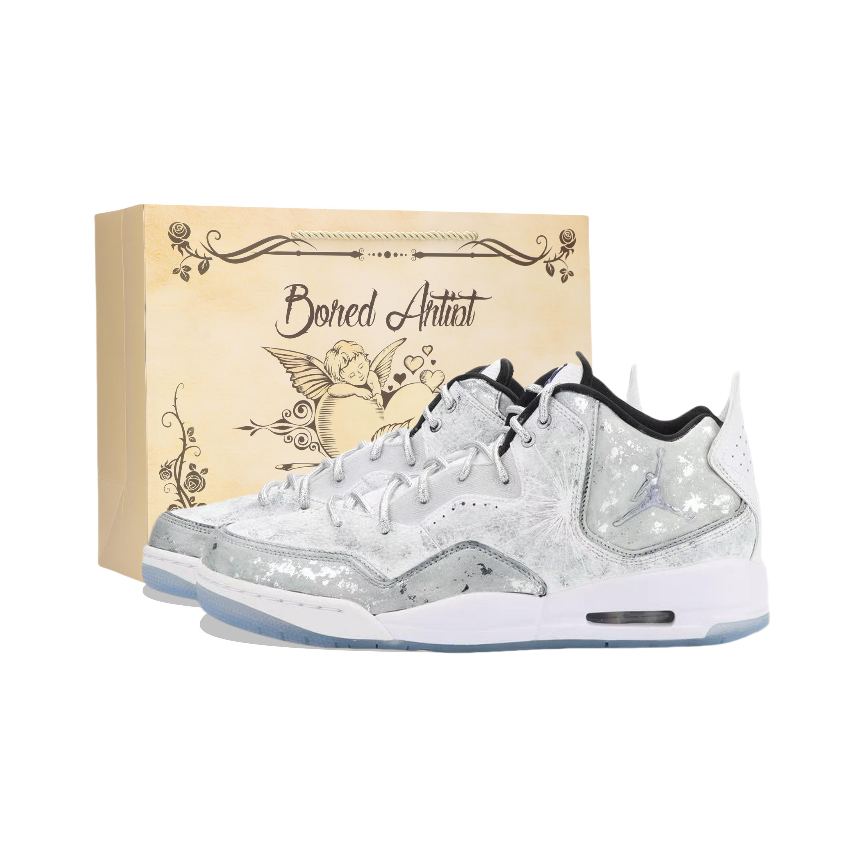 

Jordan Courtside 23 Jiang Immersed Moon Cushioning, Wear Resistant Mid top Vintage Basketball Shoes Unisex Gray White AR1000-104(Team1390-) 46