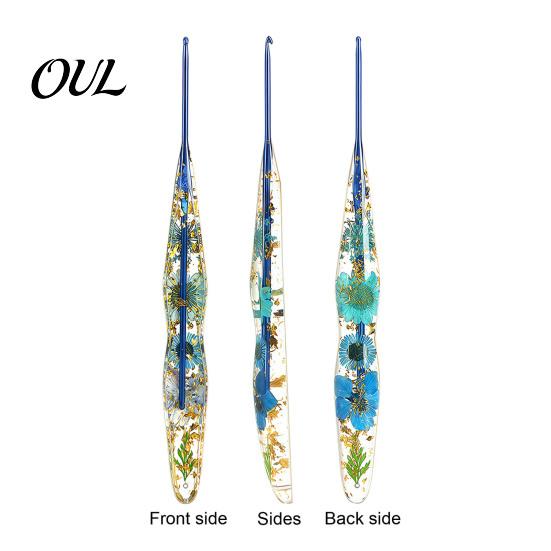 Crochet Hook Resin for Beginners, Crocheting Lovers, 2.0mm-8.0mm Ergonomic Gift Set with Long Floral Handle Blankets, Dolls, Shawls, Hats, Scarves