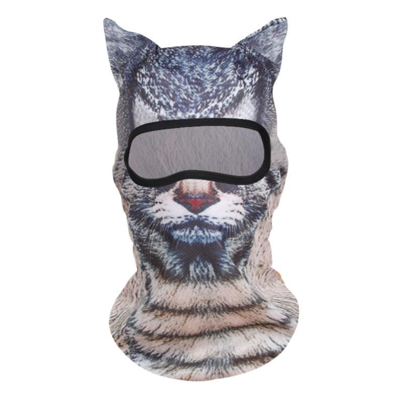 Elastic 3D Cats Pattern Balaclava Mask for Running Hiking and Skiing Comfortable Ice Silk Headcover for Outdoor Actvitiy