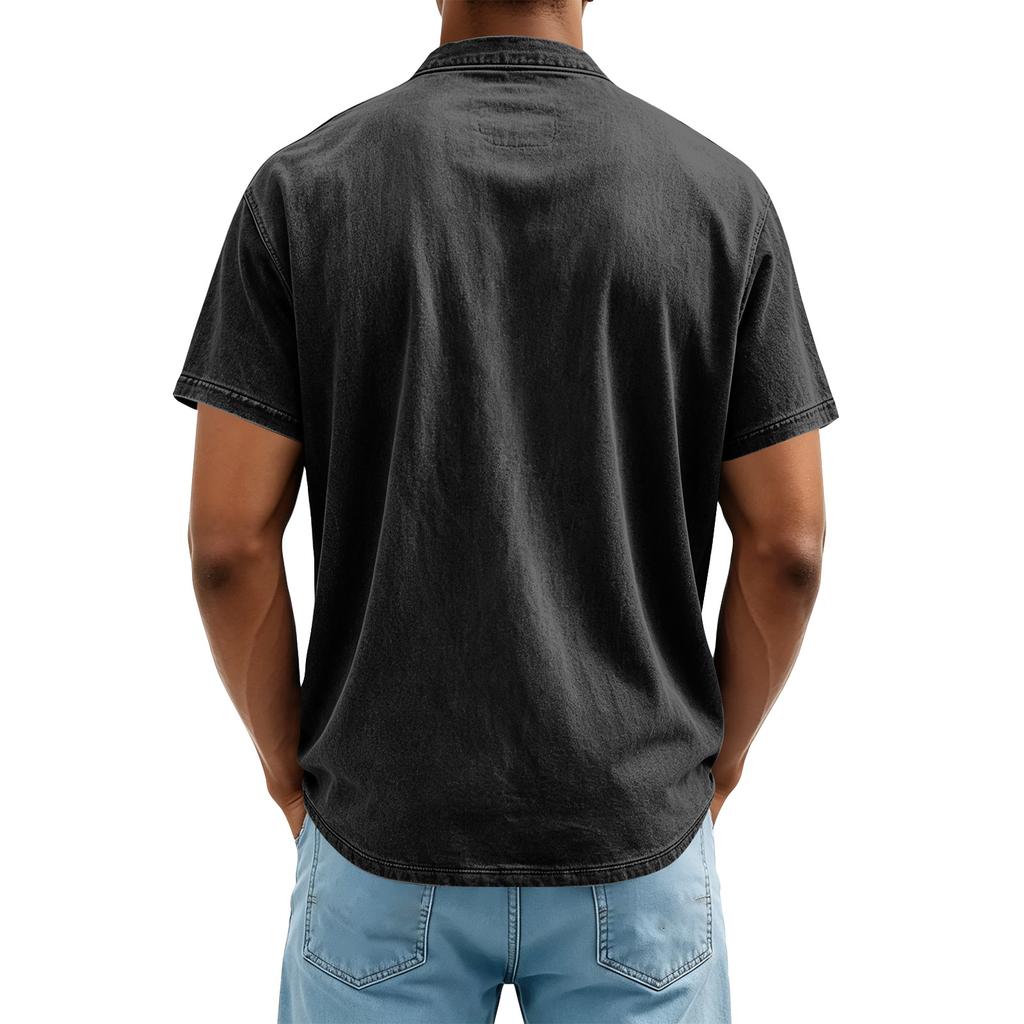 Men's Casual Short Sleeve Henley Shirt Lightweight Breathable Button Front Pocket Tee Top