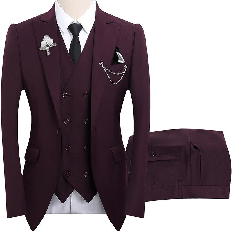 Men's Slim Fit Three-Piece Suit for Wedding, Groom, Business, or Banquet