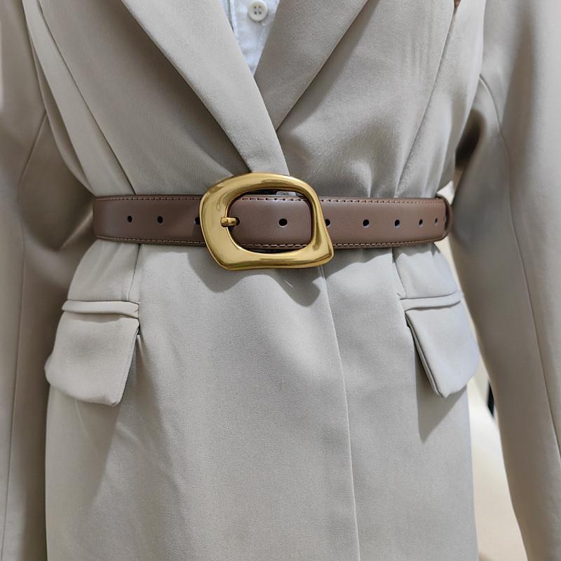 Black Leather Simple Womens Belt With Alloy Pin Buckle For Casual Wear Use Daily