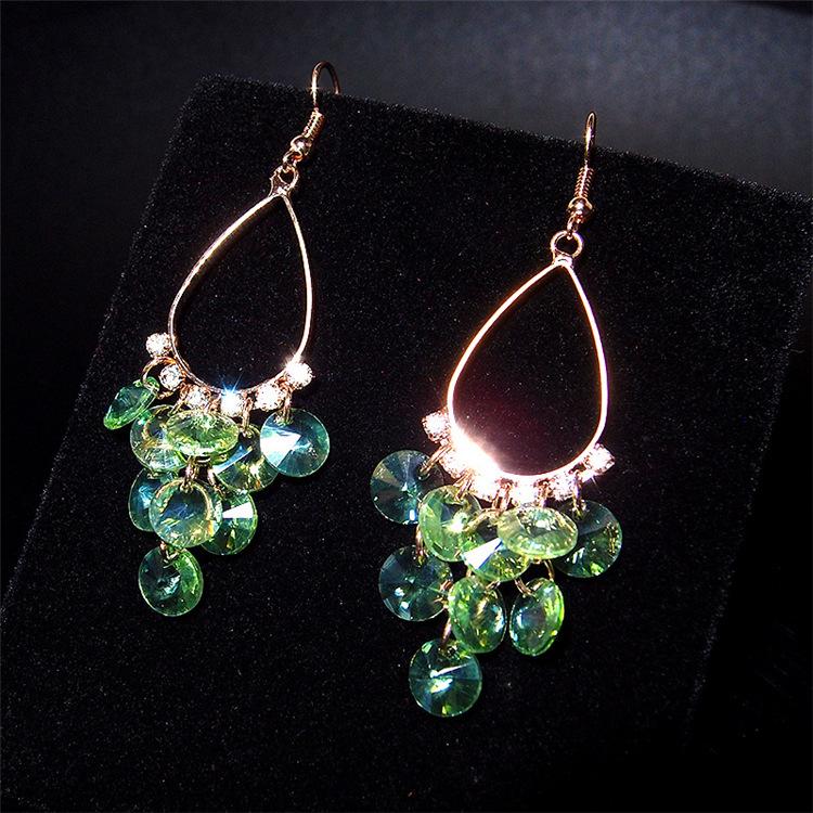 Star Shine Luxury Crystal Earrings Fashion Gala High-end Diamond Earrings Tassel Temperament Earrings